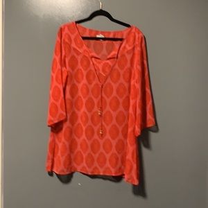 Jaclyn Smith size XL mid sleeves length and sheer material.
